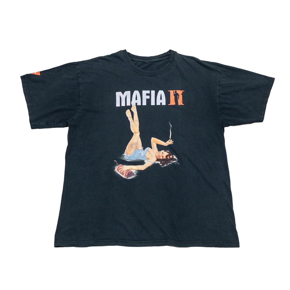 Mafia II 2K Games Promo T-Shirt Black Graphic Video Game Tee Men's L Rare 2010
